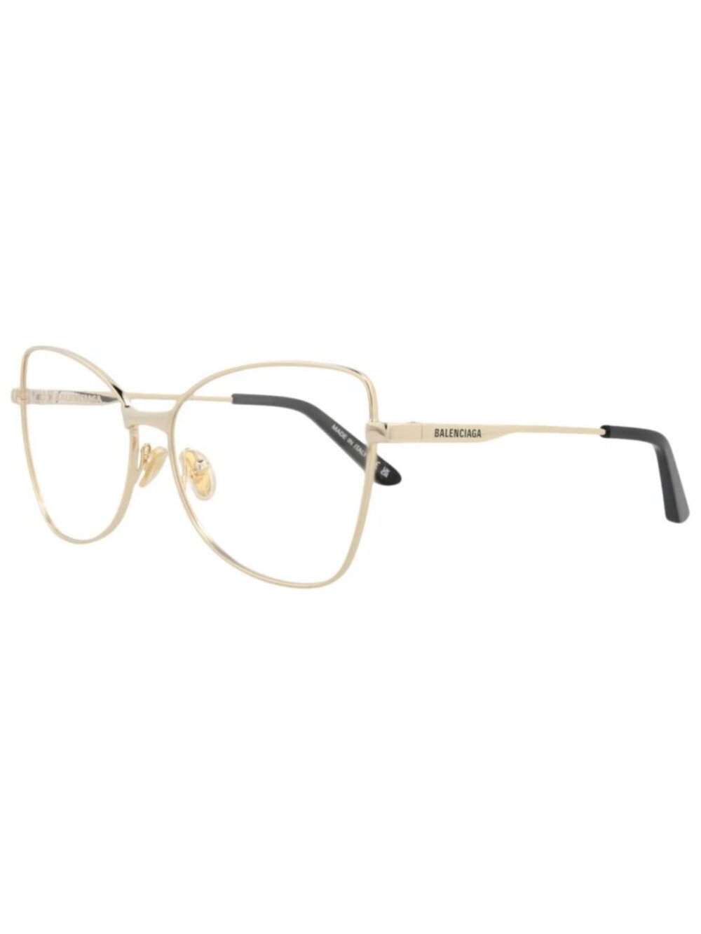New Balenciaga Women's Eyeglasses Cat Eye Metal Frame Gold Gold Transparent